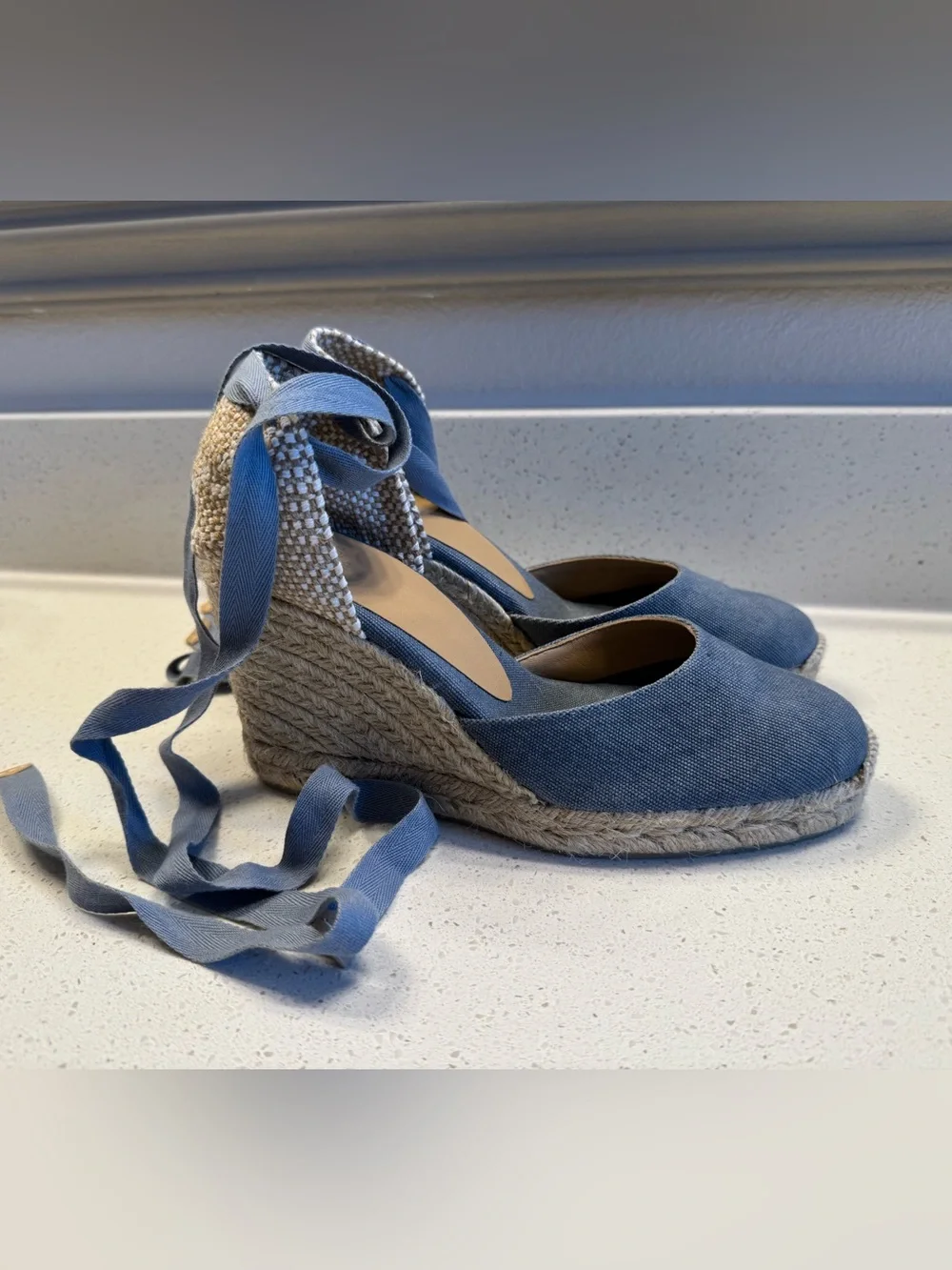 Carina Cotton Canvas Espadrilles 3” heel size 6.5